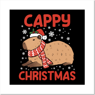 Happy Christmas a cute capybara ready for the holidays Posters and Art